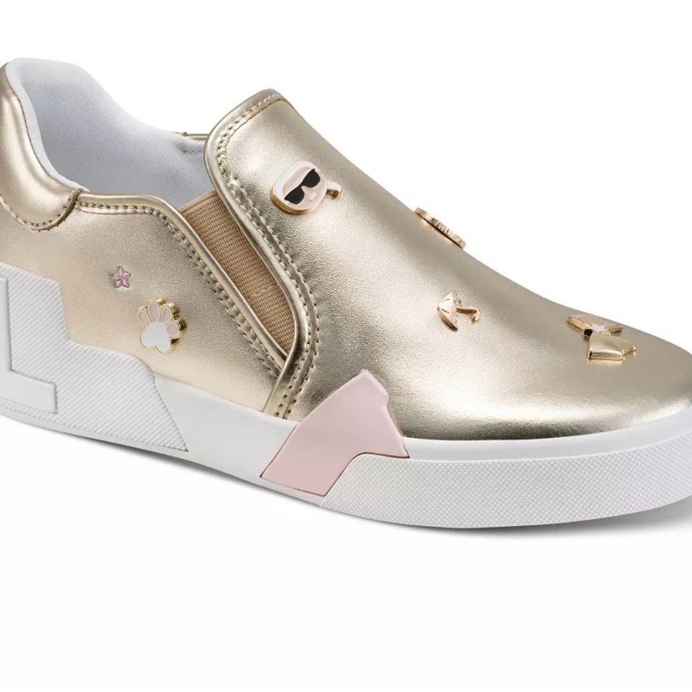 Karl Lagerfeld Gold Slip-On Sneakers-NIB - Picture 3 of 4
